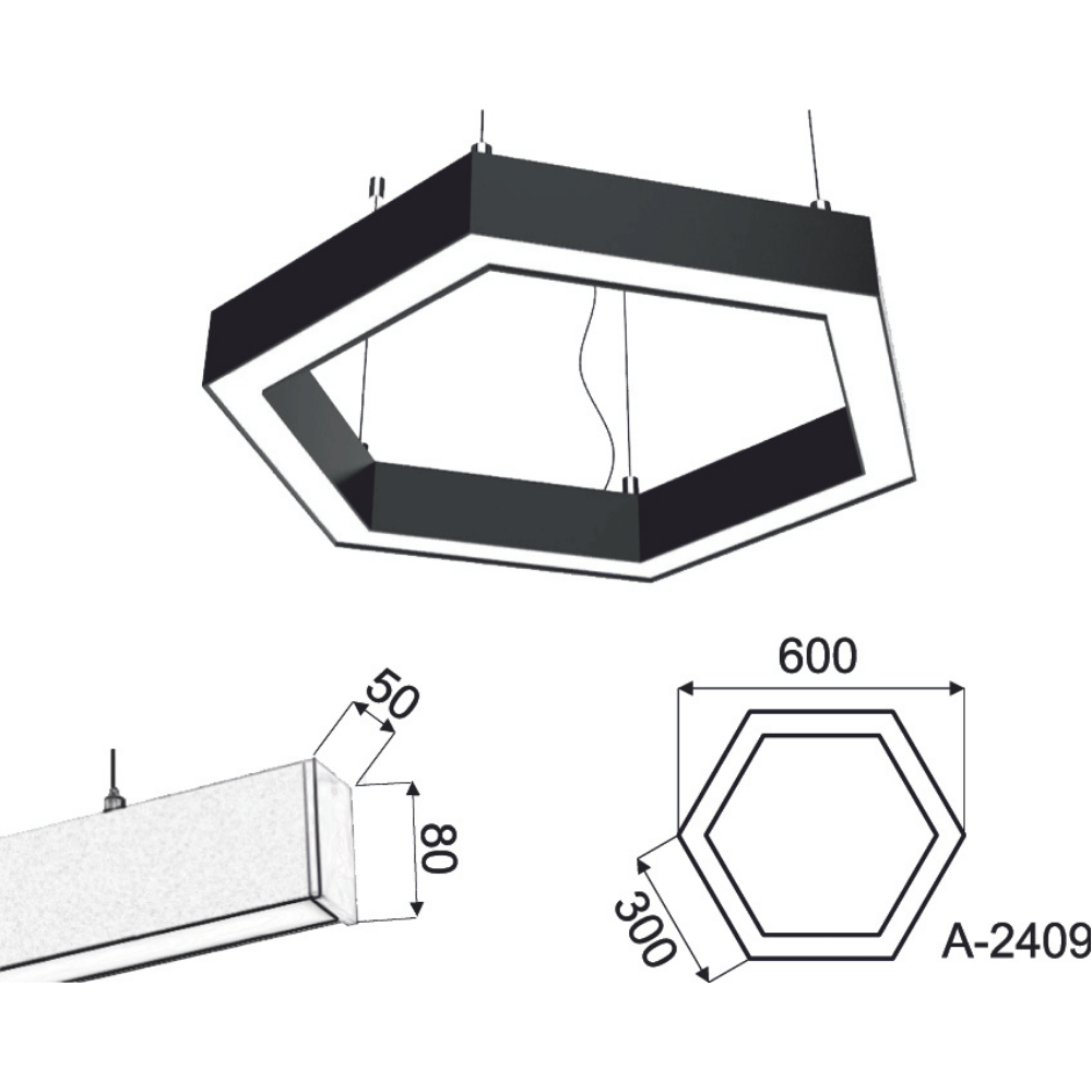 DEKORATİF LINEAR  O90 - 45 CM KENAR 80W ALTIGEN